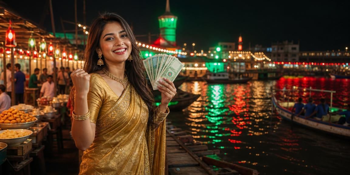 নারায়ণগঞ্জে শাড়ি পরা নারী মোবাইলে ক্রিকেট ম্যাচ অডস দেখছেন